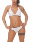 Preview: Neckholder-Bikini mit süssen Flecht-Bordüren in weiß