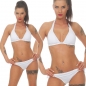 Preview: Neckholder-Bikini mit süssen Flecht-Bordüren in weiß