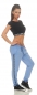 Preview: Legere Baumwoll Feizeithose mit Schriftzug-Patch in blau