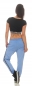 Preview: Legere Baumwoll Feizeithose mit Schriftzug-Patch in blau