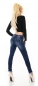 Preview: Vintage-Jeans mit Schmuck-Patches und Schnürleiste in dark blue