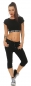 Preview: Capri-Jeans mit aufgesetzter Knopfleiste in schwarz