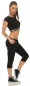 Preview: Capri-Jeans mit aufgesetzter Knopfleiste in schwarz