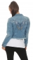 Preview: Kurz geschnittene Jeansjacke mit Strass-Butterfly - blue washed