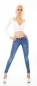 Preview: Crash Jeans mit Zierzippern und Strass-Steinen - blue washed
