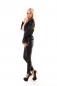 Preview: Taillierte Biker-Jeans-Jacke mit Leder-Einsätzen - blau/schwarz