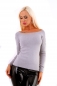 Preview: Figurbetonter Feinstrick-Pullover mit Mesh-Einsätzen - stone