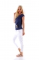 Preview: Figurbetontes Shirt mit XXL Schrift-Print - mitternachtsblau