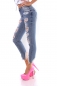 Preview: Moderne 7/8 Jeans im Destroyed-Look - light blue