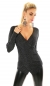 Preview: Feinstrick Pullover mit sexy Wickel-Ausschnitt und Glitzer Effekt in schwarz