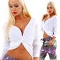 Preview: Langarm-Shirt im sexy Wickel-Optik - cremé weiß