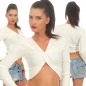 Preview: Bolero-Shirt in sexy Wickel-Optik - creme