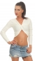 Preview: Bolero-Shirt in sexy Wickel-Optik - creme