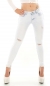 Preview: Sexy Skinny Schnee Jeans mit Destroyed Effekten - ice blue