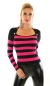 Preview: Pullover im Bolero-Look mit Zierknöpfen in schwarz / pink