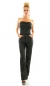 Preview: Sexy Bandeau-Overall im Kunstlederlook - schwarz