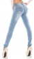 Preview: Sexy Slim Fit Skinny Jeans mit Schleifen-Verzierung in light blue