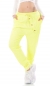Preview: Baggy-Freizeithose mit diagonaler Knopfleiste in neongelb