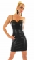 Preview: Sexy Lederlook Minikleid in Spaghettiträgern - schwarz