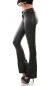 Preview: Modische Bootcut-Hose im Kunstleder-Look - schwarz