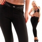 Preview: Elegante Treggings mit Schmuckbund in schwarz