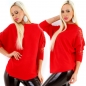 Preview: Modischer Feinstrick-Pullover mit verzierter Ärmel-/ Schulterpartie - rot