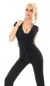 Preview: Eleganter Hosenanzug mit sexy V-Ausschnitt und Spitze in schwarz