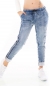 Preview: Modische Jeans mit glamouröser Zierbordüre in blue washed