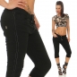 Preview: Capri-Jeans mit aufgesetzter Knopfleiste in schwarz