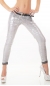 Preview: Chino-Hose mit Metallic-Print im Wetlook - grau