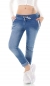 Preview: Modische Jogginghose im Denim Look mit XXL Zier-Zippern in blau