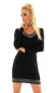 Preview: Eleganter Longpullover mit Schmucknieten in schwarz