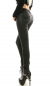 Preview: Sexy Slim Fit Skinny Jeans im Wetlook mit Schleifen-Verzierung in schwarz