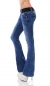 Preview: Bootcut-Jeans mit Bleach-Effekten und Stretch-Gürtel in bleach blue