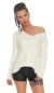 Preview: Oversize Strickpullover mit V-Auschnitt in cremeweiß