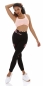 Preview: Moderne Fitness-Leggings im High Waist Look  mit Blumenprint - schwarz / rosa
