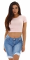 Preview: Bauchfreies Feinripp Shirt in rosa