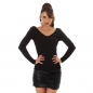Preview: Modischer Feinripp-Pullover mit V-Ausschnitt in schwarz