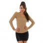 Preview: Modischer Feinripp-Pullover mit V-Ausschnitt in cappuccino