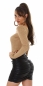 Preview: Modischer Feinripp-Pullover mit V-Ausschnitt in cappuccino