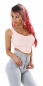 Preview: Freches Croped Feinripp-Top mit Druckknopfleiste in rosa