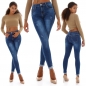 Preview: High Waist Skinny Jeans im modischen Wasch-Effekten - blue washed