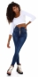Preview: Figurbetonte High Waist Jeans mit Knopfleiste - blue washed