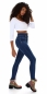 Preview: Figurbetonte High Waist Jeans mit Knopfleiste - blue washed