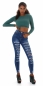 Preview: Highwaist Push-Up Jeans im Destroyed-Look - blue washed