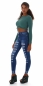 Preview: Highwaist Push-Up Jeans im Destroyed-Look - blue washed