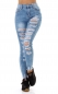 Preview: High Waist Slim Fit Skinny-Jeans im sexy Destroyed-Look - blue washed