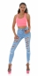 Preview: Sexy Vintage High Waist Jeans mit Rissen in light blue
