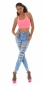 Preview: Sexy Vintage High Waist Jeans mit Rissen in light blue