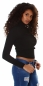 Preview: Figurbetonter Basic Rollkragen Pullover in schwarz